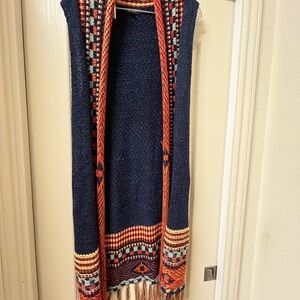 Navy long sweater vest